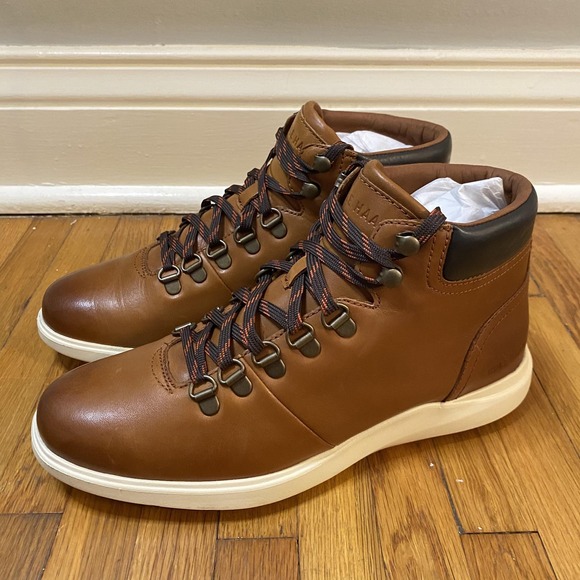 Cole Haan Boots Mens Size 7 Brown Grand.OS Hiker Leather High Top Hiking C30192